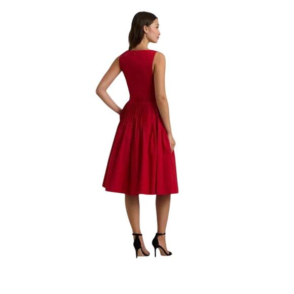 Ralph Lauren Size 4 Red Belted Taffeta Cocktail Dress Missing Belt - Picture 4 of 7